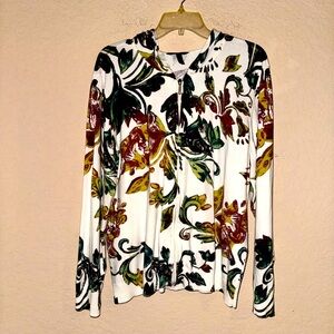 SOMA Floral Beautiful Hoodie Full Zip Cotton/Nylon Cardigan